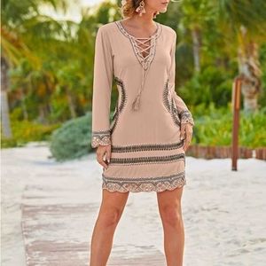 Venus lace up beaded mini dress M